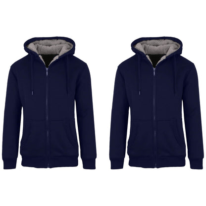 2-Pack: Men's Heavyweight Sherpa Fleece-Lined Zip Hoodie Sweater