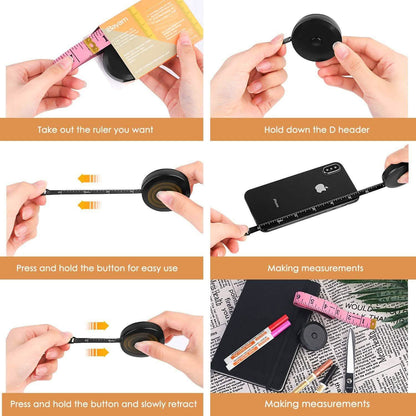 2-Pack: Soft Fashion Pink and Retractable Black Measuring Tape Set