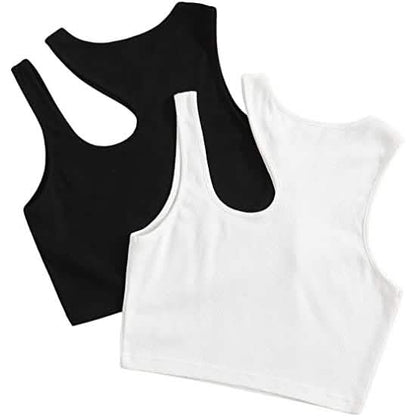 2-Pack: Women's Cropped Knit Tank Top