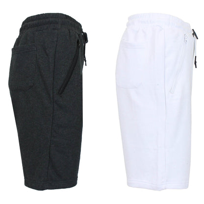 2-Pack: Women's French Terry Zipper Pockets Jogger Sweat Lounge Shorts