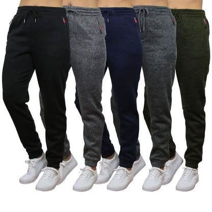 2-Pack Women's Loose-Fit Marled Fleece Jogger Sweatpants With Zipper Pockets
