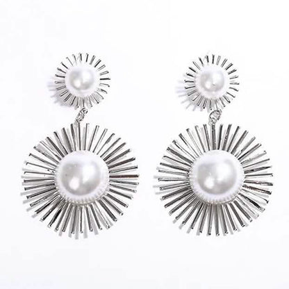 2-Pairs: Women's Imitation Pearl Alloy Earrings