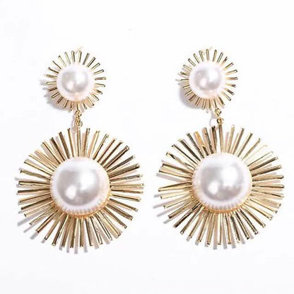 2-Pairs: Women's Imitation Pearl Alloy Earrings
