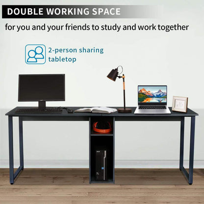 2-Person Metal Desk with Open Shelves