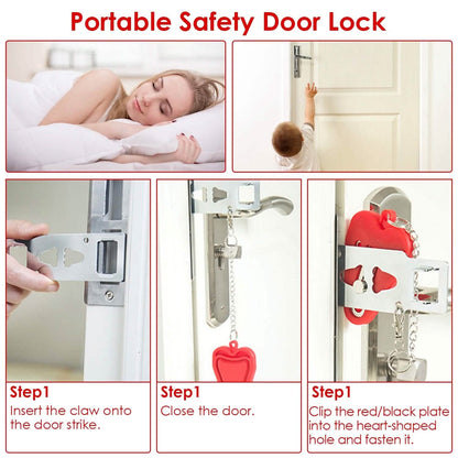 2-Piece: Portable Travel Door Lock Home Hotel Apartment Security Lock