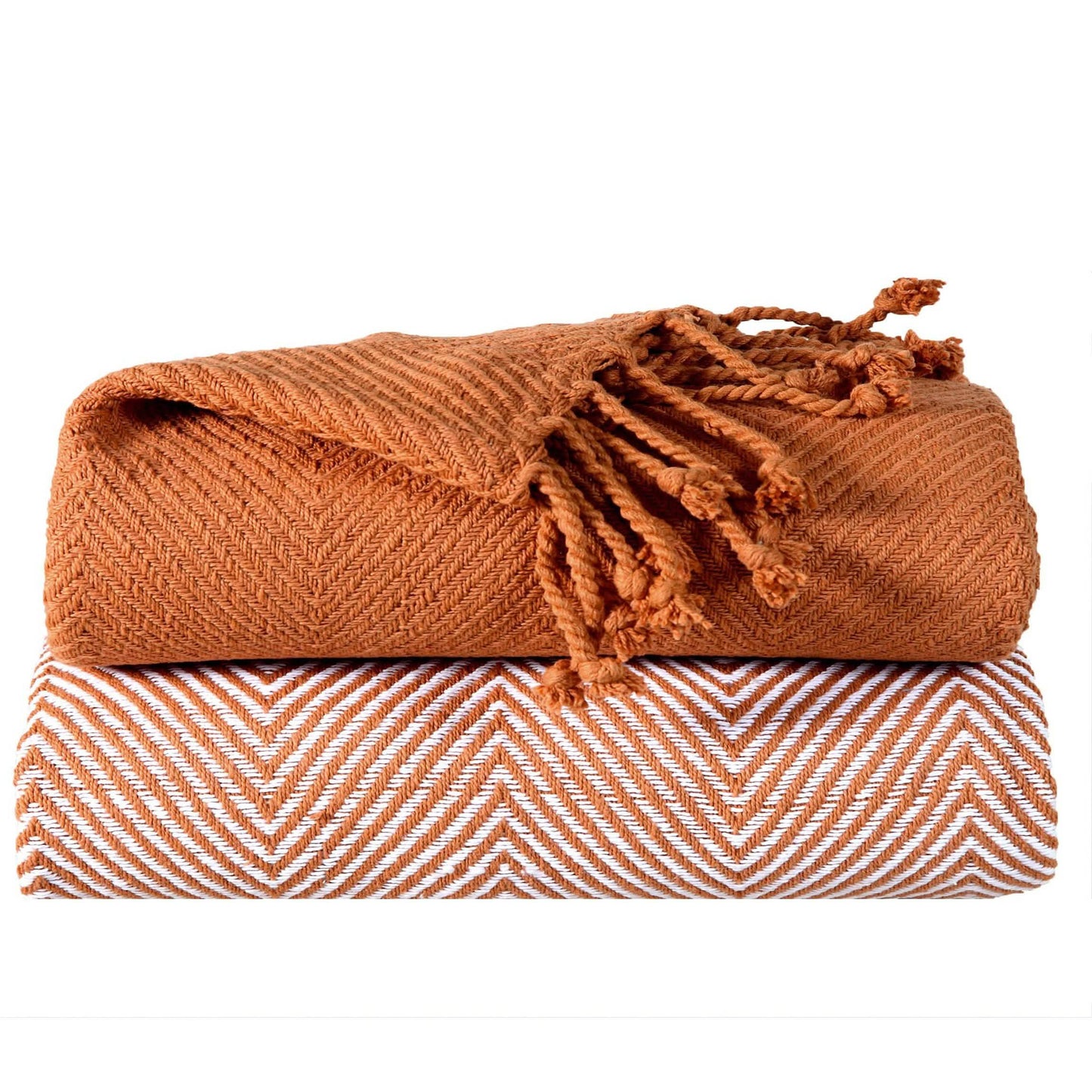 2-Piece Set: 100% Cotton Hand Twisted Throw Blanket 50" X 60"