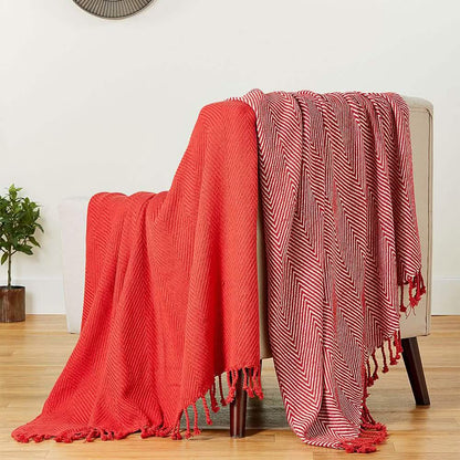 2-Piece Set: 100% Cotton Hand Twisted Throw Blanket 50" X 60"