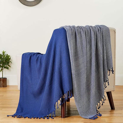 2-Piece Set: 100% Cotton Hand Twisted Throw Blanket 50" X 60"