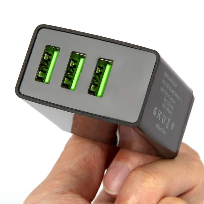 2-Piece Set: 3-Port LED Display High Speed Wall Charger White + 3-in-1 Cable Combo