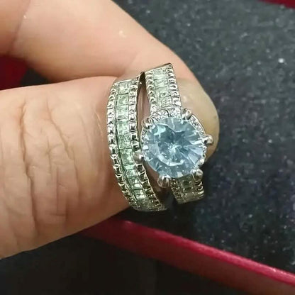 2-Piece Set: Elegant Square Cubic Zirconia Rings