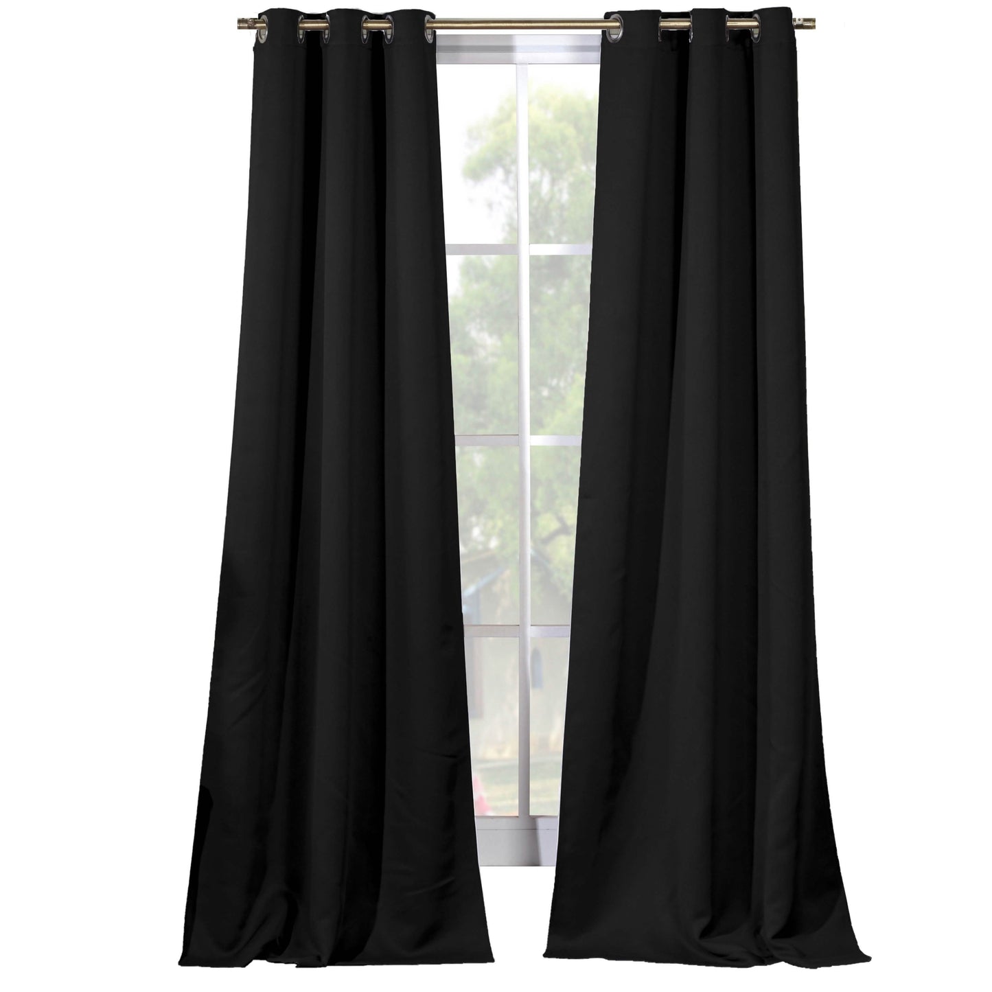 2-Piece Set: Solid Blackout Thermal Grommet Window Curtain Pair Panel