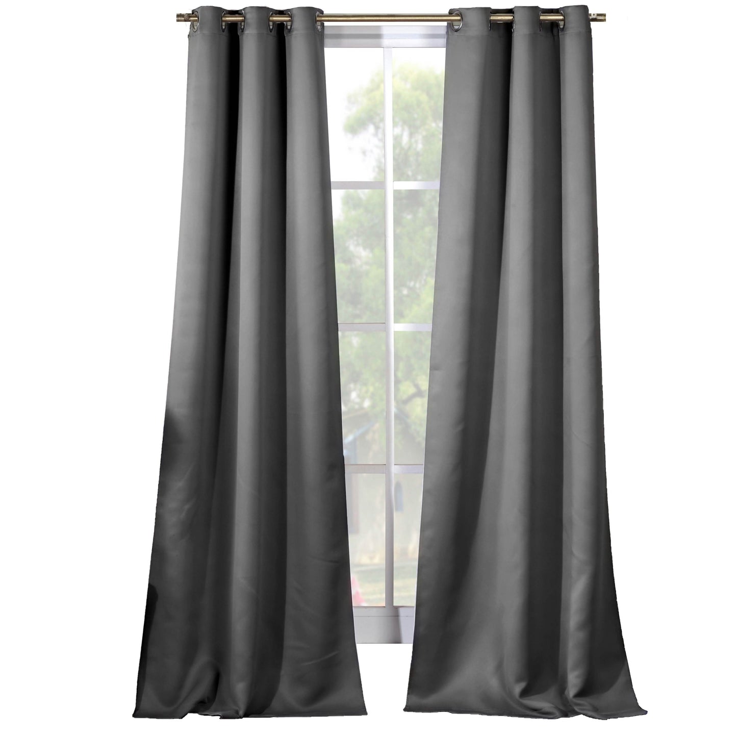 2-Piece Set: Solid Blackout Thermal Grommet Window Curtain Pair Panel