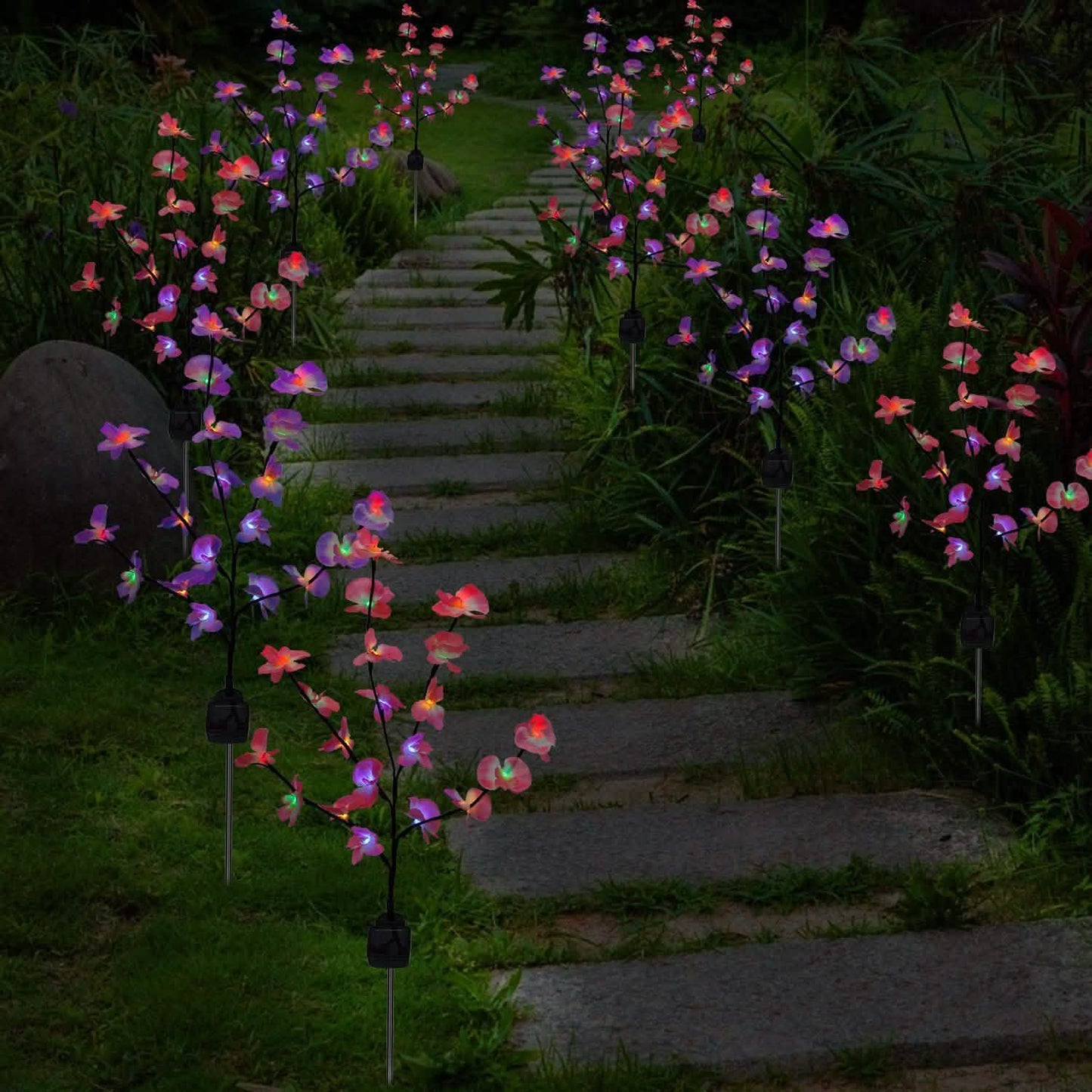 2-Piece: Solar Powered Garden Light Orchid