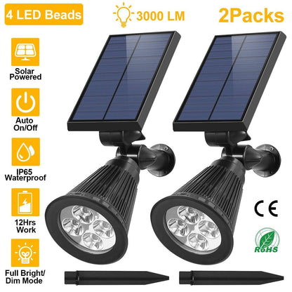2-Piece: Solar Spotlight Outdoor Dusk Waterproof