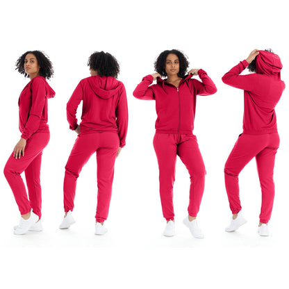 2-Piece: Women's Athleisure Fleece Jogger Sweatpants and Hoodie with Pocket Set