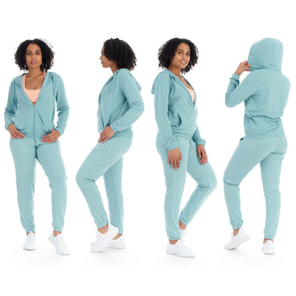 2-Piece: Women's Athleisure Fleece Jogger Sweatpants and Hoodie with Pocket Set