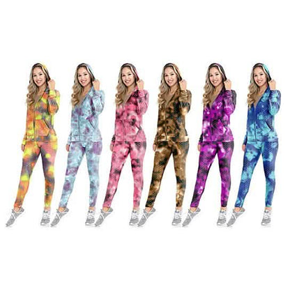 2-Piece: Women's Textured Anti Cellulite Body Shaping Jogger Tracksuit with Hoodie