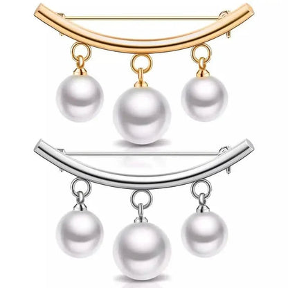 2-Pieces: Faux Pearl Neck Tie Pin Buckle Faux Pendant