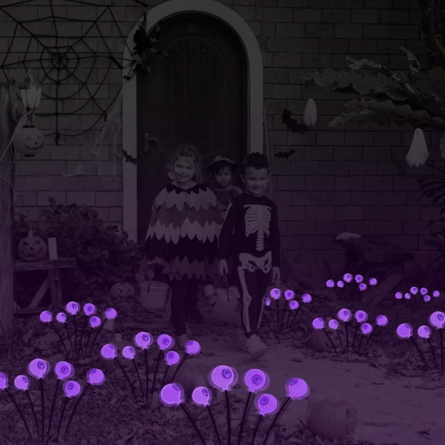 2-Pieces: Solar Scary Eyeball Lights Halloween Decoration Swaying Light