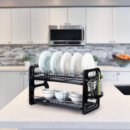 2-Tier Dish Drying Rack Drainboard Set