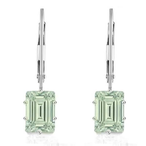 2.00 CTW Genuine Amethyst Emerald Cut Leverback Earrings