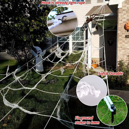 200" Halloween Spider Web and 59" Giant Spider Decoration