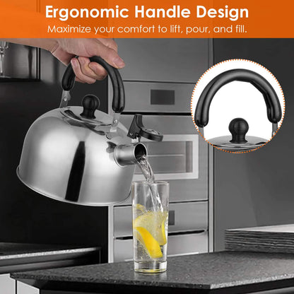 2.1 Quarts Stainless Steel Whistling Tea Kettle Stovetop Induction Gas Teapot
