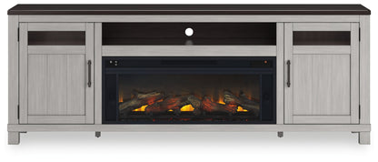 Darborn - 88" TV Stand With Electric Infrared Fireplace Insert - Gray / Brown