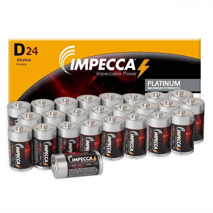 24-Pack: Impecca Alkaline D LR20 Platinum Batteries