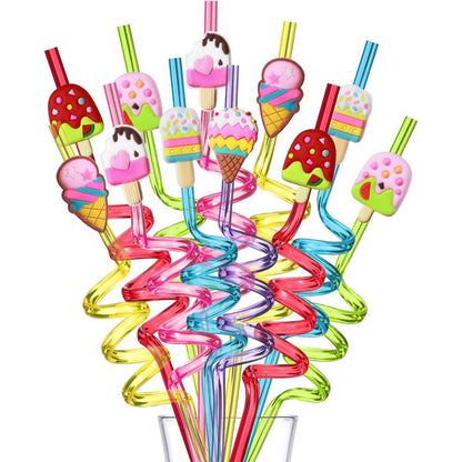 24-Pack: Reusable Ice Cream Straws for Birthday Party Supplies