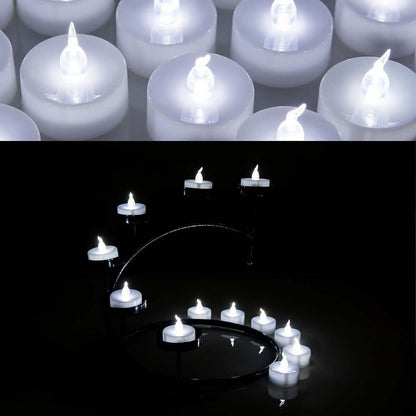 24-Pack: White LED Tealight Timer Candles Battery Operated Flameless Smokeless