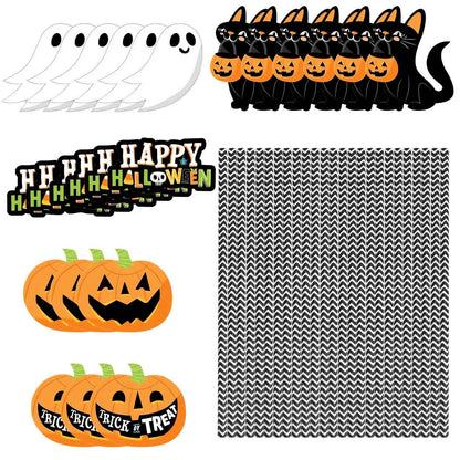 24-Pieces: Halloween Party Striped Decorative Paper Straws
