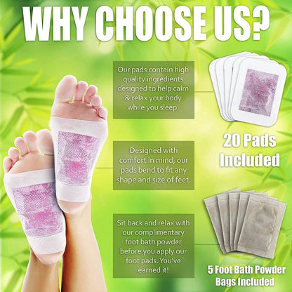 25-Pack: Rose Aroma Bamboo Vinegar Foot Pads with Herbal Foot Bath Powder