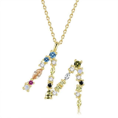 26 Alphabet Necklaces Opal Zirconia 925 Sterling Silver Necklace