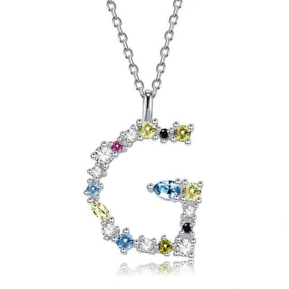 26 Alphabet Necklaces Opal Zirconia 925 Sterling Silver Necklace