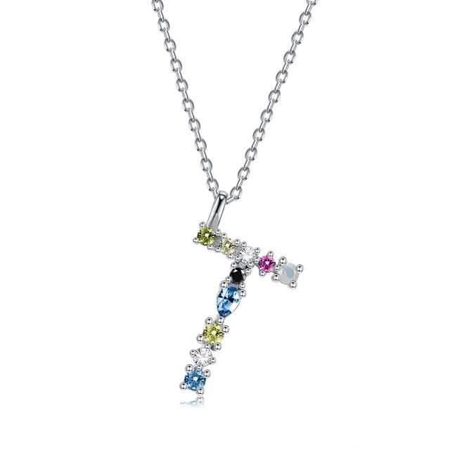 26 Alphabet Necklaces Opal Zirconia 925 Sterling Silver Necklace