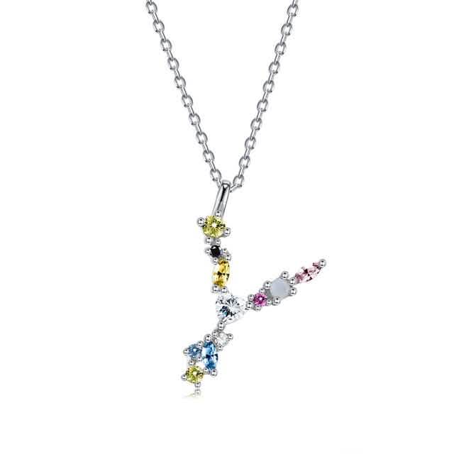 26 Alphabet Necklaces Opal Zirconia 925 Sterling Silver Necklace