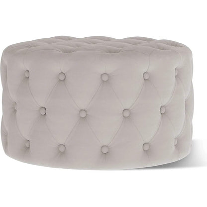 29.5" Tufted Velvet Round Ottoman Classic Button Living Room Footrest with Storage