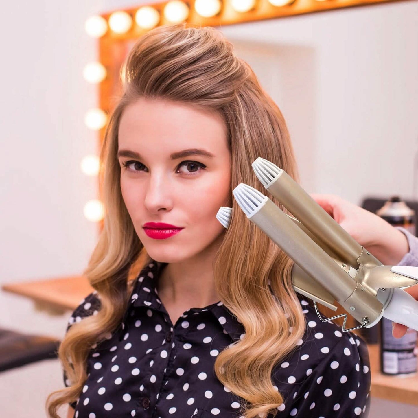 3-Barrel Curling Iron Wand Electric Hair Curler 1" Triple Hair Waver