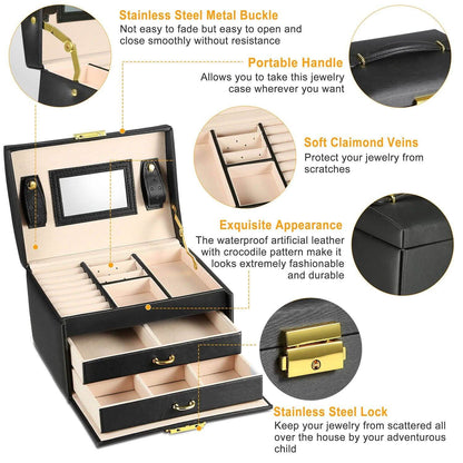 3-Layer Jewelry Case Organizer