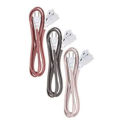 3-Pack: 6" Ativa Braided AC Extension Cord