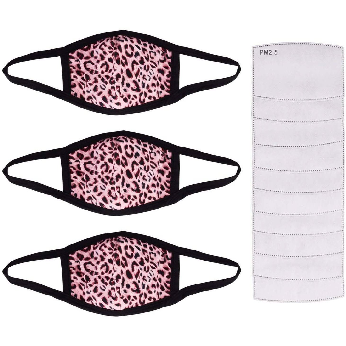 3-Pack: Adult Cotton Reusable Face Masks with 10 Filters