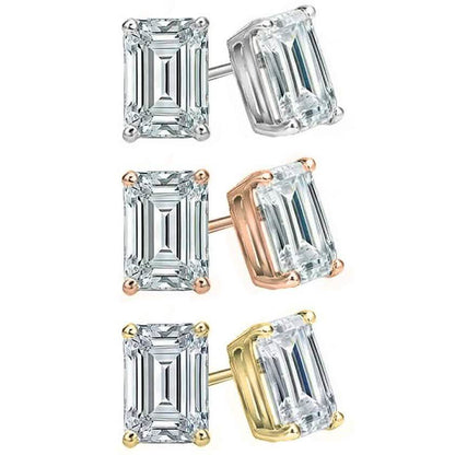 3-Pack Emerald Cut Crystal Stud Earrings Set by Elements of Love