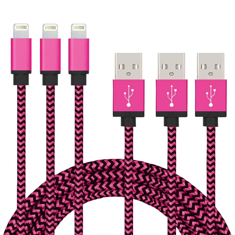 3-Pack: Nylon Braided Cables