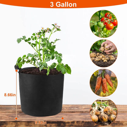 3-Pack: Planter Bags Breathable Planting Fabric Pots with Harvest Window