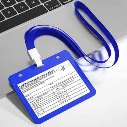 3-Pack: Waterproof Hard Case CDC Vaccination Card Holder With Lanyards