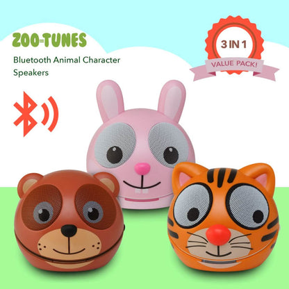 3-Pack: Zootunes Compact Portable Bluetooth Stereo Speaker