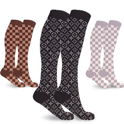 3-Pairs: Designer Inspired Knee High Compression Socks