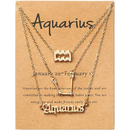 3-Piece: Constellation Zodiac Layer Necklaces