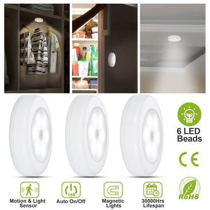 3-Piece: Motion Sensor Stick-on Cordless Night LED Lamp